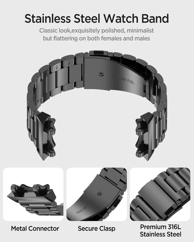 Alt view image 3 of 7 - Metal Band Compatible for Amazfit T-Rex 3, Waterproof, Lightweight, Men Women Durable Business Replacement Strap, Adjustable Wristband, 22mm Stainless Steel Band Bracelet for Amazfit T-Rex 3
