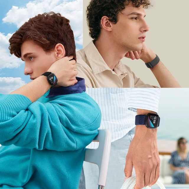 Alt view image 7 of 7 - 10 Pack Elastic Nylon Bands Compatible With Fitbit Versa 4/Sense 2/Versa 3/Sense - Adjustable Stretchy Straps for Women Men, Replacement Sport Loop Wristband