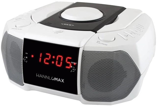 Main image of HX-334CD CD Player with Alarm Clock Radio (White) AM/FM Radio, Digital Clock, Dual Alarm, LED Display, Aux-in, AC Power Source