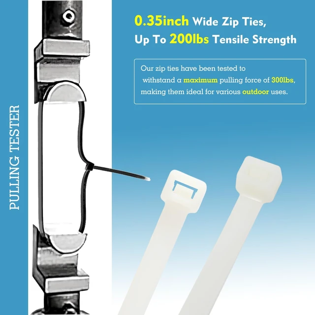 Alt view image 4 of 7 - Extra Long Zip Ties Heavy Duty Outdoor, Premium Black 60 inch Large Zip Ties with 200 Pounds Tensile Strength, Ideal for Commercial, Residential, Outdoor Applications, 12 PCS (White, 60''(Wide-0.35))
