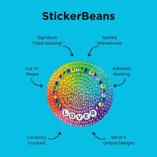 Alt view image 4 of 7 - ® Rhinestone Stickers Friendship Bracelet Sticker Pack, 2 x 2 Each Unique Sparkly Cut-to-Shape for Collecting, Trading, Decorating Laptops, Phone Cases, Scrapbooks