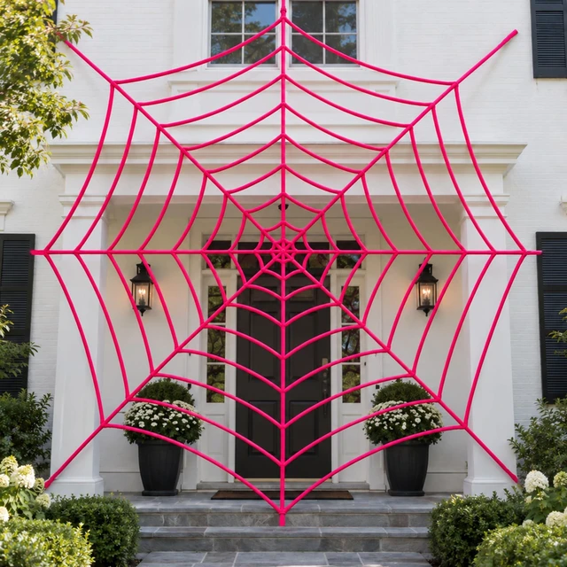 Main image of 16.4 Ft Giant Halloween Pink Spider Web Decoration, Cute Cobweb Wall Decor Giant Kawaii Halloween Wall Backdrop, Pink Theme Party Decor, Soft Material, Haunted House Home Outdoor Indoor Wall Decor