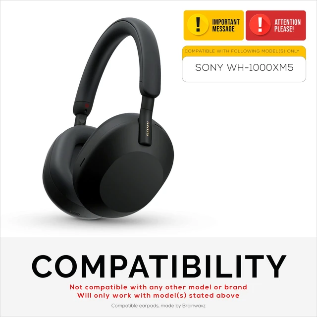 Alt view image 2 of 7 - Replacement Earpads for Sony WH-1000XM5 Headphones - Soft Vegan Leather Cushions for Extra Comfort, Easy & Quick Installation, by (Black)