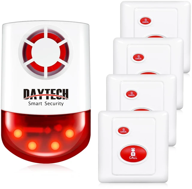 Main image of Panic Button Alarm-Remote Emergency Strobe Siren Alarm Kit 1 Red Flashing Siren+4 Call Buttons,Waterproof Outdoor Loud Panic SOS Warning System for Business/Home/Shop/School, 500ft
