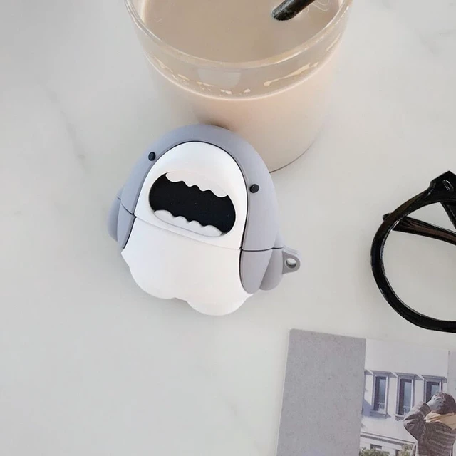 Alt view image 6 of 7 - Cute Case for Airpod Pro/Pro 2 Gen Cover 2023/2022/2019, Funny 3D Cartoon Kawaii Skin with Cleaning Kit & Keychain for Apple Air pod Pro 2nd/1st Generation for Boys Girls Kids Teen, Bag Duck+Shark