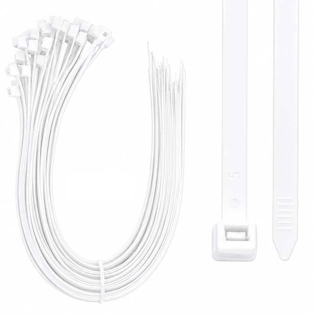 Main image of white 48 Inch 50 Pack Heavy Duty Zip Ties 200 lbs Tensile Strength Extra Long Cable Ties UV Resistant Outdoor Nylon Ties for Large Bundles