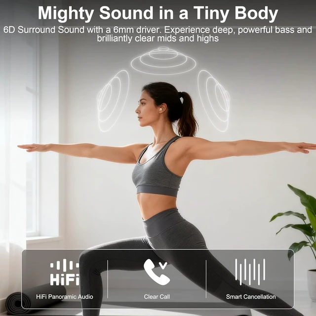 Alt view image 5 of 6 - Mini Invisible Earbuds for Small Ear Canal, Tiny Wireless Ear Buds Ultra-compact Earbuds for Small Ears with Soft Silicone Fit, Bluetooth 5.4, IPX5, 4-5H Playtime 24-H Battery Case
