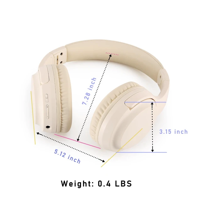 Alt view image 2 of 7 - SN-A2 Headphones Wireless Bluetooth with Mic,Lightweight On Ear Headphone, Bluetooth 5.3, 20H+ Playtime,Portable Wired and Wireless Headphones for School, Travel, Gym - Beige