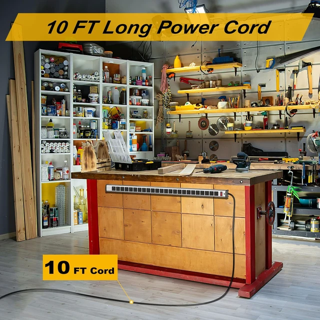 Alt view image 3 of 7 - Long Power Strip 24-Outlet ETL Certified Heavy Duty Metal Power Strip 10 ft Extension Cord with Multiple Outlets Garage Workshop Commercial Industrial Power Strip