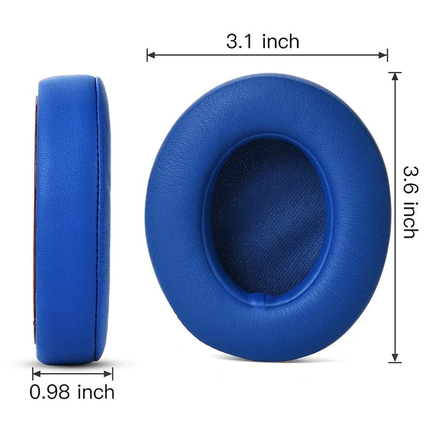 Alt view image 4 of 6 - Professional Replacement Ear Pads for Beats Studio 2 and Studio 3 B0500, B0501 / Soft Protein Leather/Noise Isolation Memory Foam/Does NOT Fit Beats Solo (Blue)