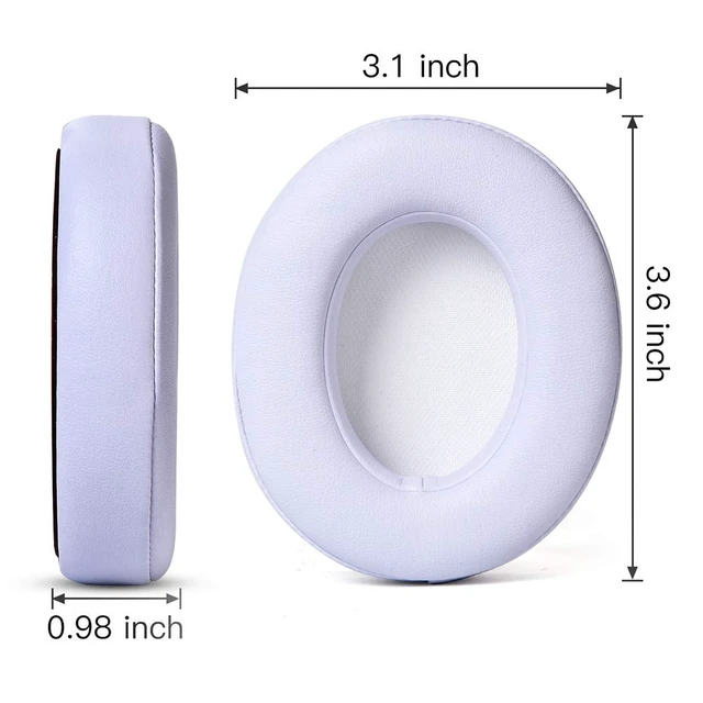 Alt view image 4 of 6 - Professional Replacement Ear Pads for Beats Studio 2 and Studio 3 B0500, B0501 / Soft Protein Leather/Noise Isolation Memory Foam/Does NOT Fit Beats Solo (White)
