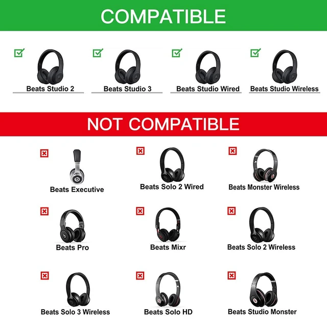 Alt view image 2 of 6 - Professional Replacement Ear Pads for Beats Studio 2 and Studio 3 B0500, B0501 / Soft Protein Leather/Noise Isolation Memory Foam/Does NOT Fit Beats Solo (White)