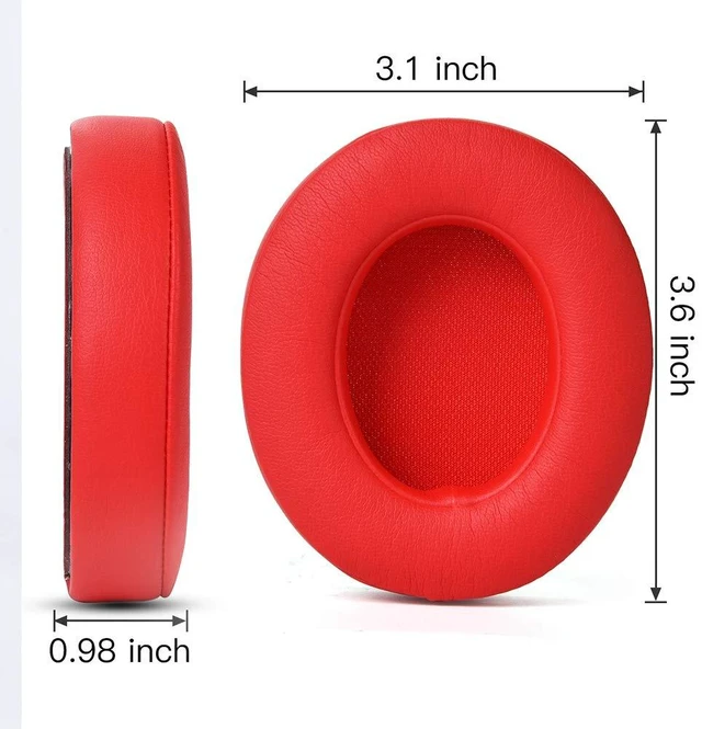 Alt view image 4 of 6 - Professional Replacement Ear Pads for Beats Studio 2 and Studio 3 B0500, B0501 / Soft Protein Leather/Noise Isolation Memory Foam/Does NOT Fit Beats Solo (Red)