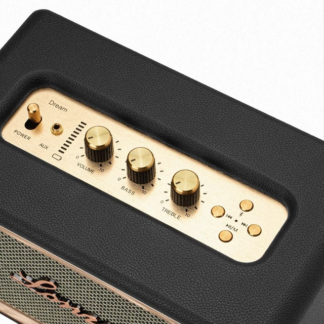 Alt view image 4 of 7 - Retro Wooden Portable Wireless 10000mAh Battery Loud Bass Subwoofer TWS Bluetooth Speaker with AUX Input, SD Card Slot, USB Port for Outdoor Party (Black)