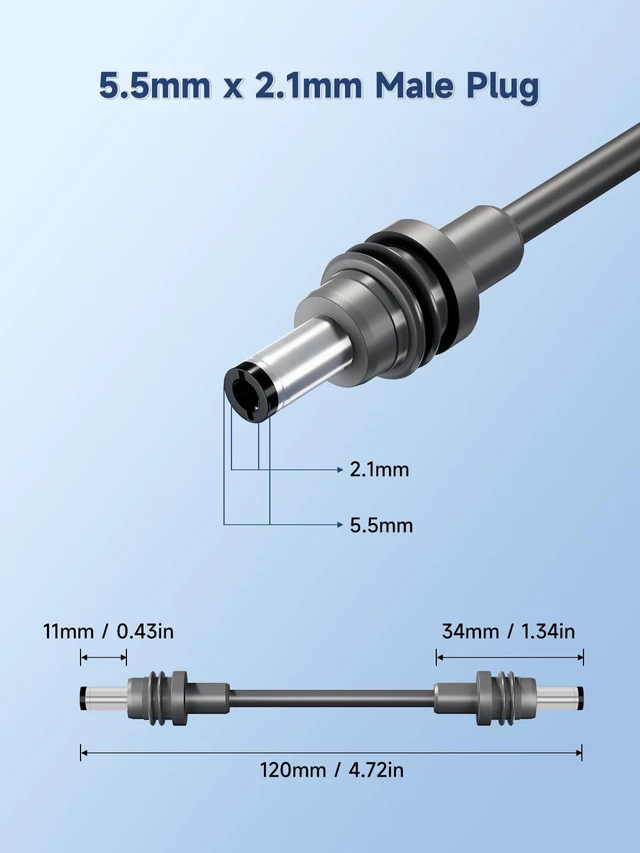 Alt view image 5 of 7 - DC to DC Power Cable for Starlink Mini, 10cm/0.33ft 60W, 2 Pack Starlink Mini Power Cable 5.5 x 2.1mm