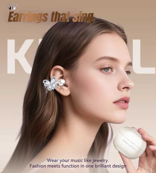 Alt view image 2 of 7 - Open Ear Earbuds Clip on Wireless Bluetooth 5.4 Headphones with Mic,50H Play,ENC Call,Waterproof,Jewelry Ear Buds,Comfortable for Small Ears&Glasses Wearers,Workouts (04-White)