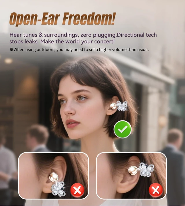 Alt view image 5 of 7 - Open Ear Earbuds Clip on Wireless Bluetooth 5.4 Headphones with Mic,50H Play,ENC Call,Waterproof,Jewelry Ear Buds,Comfortable for Small Ears&Glasses Wearers,Workouts (04-White)