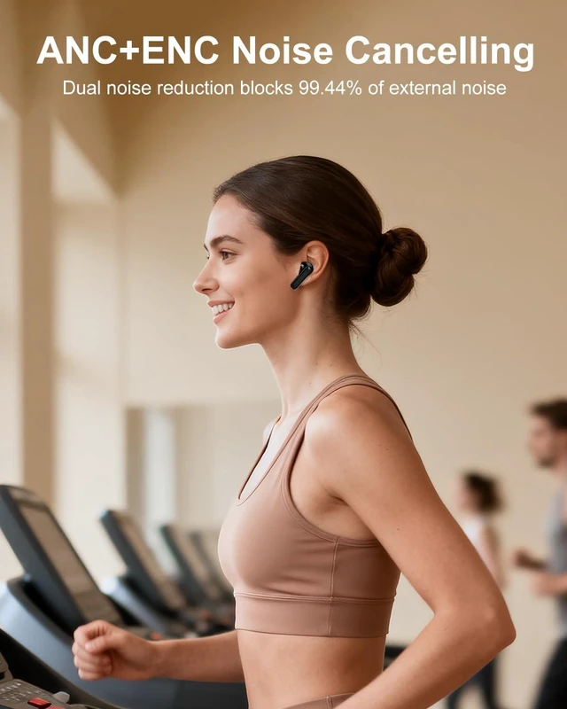 Alt view image 7 of 7 - Wireless Earbuds, Bluetooth Earphones with Touchscreen, Orange Touch Screen Earbuds, Bluetooth 5.4, Touch Buds with LED Screen, ANC/ENC Noise Cancelling, 48H Playtime, for Work, Sport
