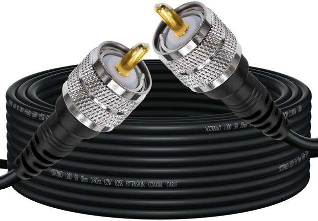 Main image of CB Coax Cable 25FT, Low Loss CB Antenna Cable PL259, L200 Coaxial (LMR200 Equivalent), Flexible & Durable - 50 Ohm, for Ham Radio Antenna HF/VHF