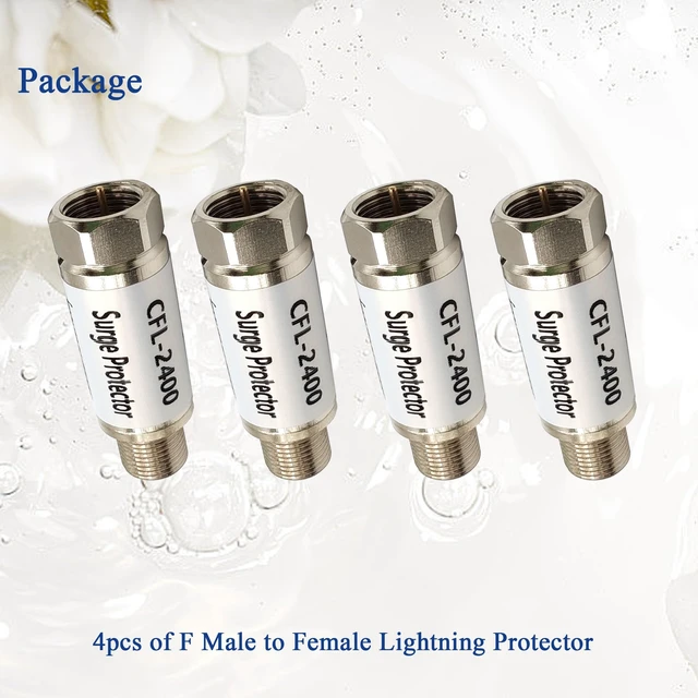 Alt view image 7 of 7 - Surge Protector for TV F Male to Female Coax Lightning Arrestor 4PCS Lightning Arrestor for Satellite, Coaxial TV Antenna, 75OHM F-type Connector