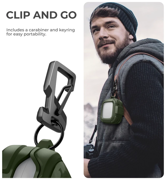 Alt view image 5 of 7 - for SHOKZ OpenFit Air Case with Drop-Proof Lock, Shockproof Rugged Bumper Cases Protective Cover with Carabiner & Keyring & Cleaner Kit Green