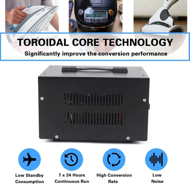Alt view image 6 of 7 - Voltage Converter 3000 Watt Voltage Transformer, AC 220V/110V Power Converter, Circuit Break Protection, 5V USB Port, Heavy Duty Step Up/Step Down Voltage Transformer Converter, CE Certified