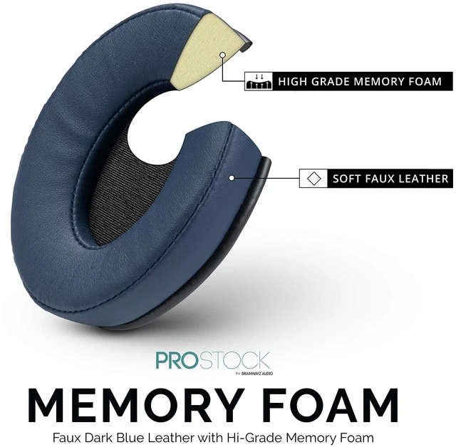Alt view image 6 of 7 - ProStock ATH M50X Upgraded Earpads, Improves Comfort & Style Without Changing The Sound - Ear Pad Designed for ATH-M50X M50BTX M20X M30X M40X Headphones, Vegan Leather (Dark Blue)