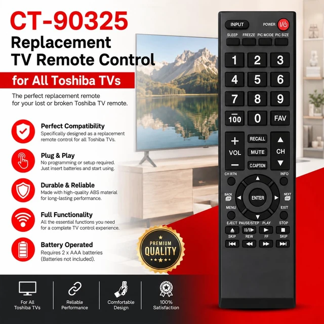 Alt view image 3 of 6 - Replacement TV Remote Control for All Toshiba TVs