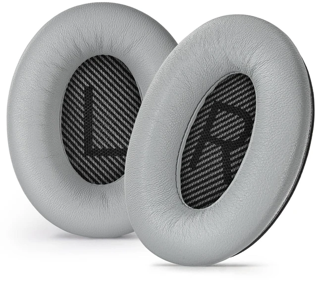 Main image of Leather Ear-Pads Cushions for Bose QuietComfort QC-35 QC-35-ii QC-25 QC-15 QC-2 Headphones, Lambskin Replacement Ear Covers for Ae2/Ae2i/Ae2W SoundLink SoundTrue Around-Ear Headsets(Silver)