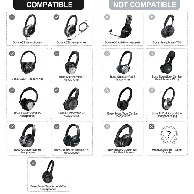 Alt view image 2 of 7 - Leather Ear-Pads Cushions for Bose QuietComfort QC-35 QC-35-ii QC-25 QC-15 QC-2 Headphones, Lambskin Replacement Ear Covers for Ae2/Ae2i/Ae2W SoundLink SoundTrue Around-Ear Headsets(Silver)
