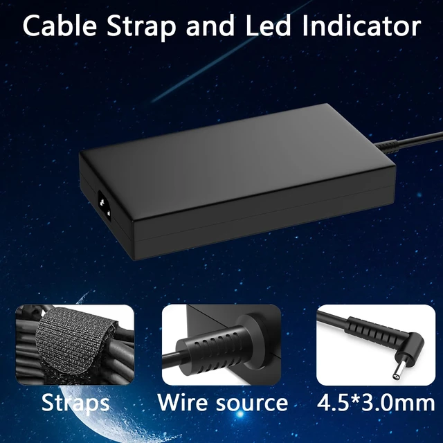 Alt view image 4 of 7 - 120W Charger Compatible with MSI Thin 15 GF63 GV15 Cyborg 15 A17-120P2A ADP-120VH D GF63 Thin 10 11 12Th MS-16R5 MS-16R6 MS-16R7 MS-16j4 MS-16j5 Creator M14 15 4.5x3.0mm