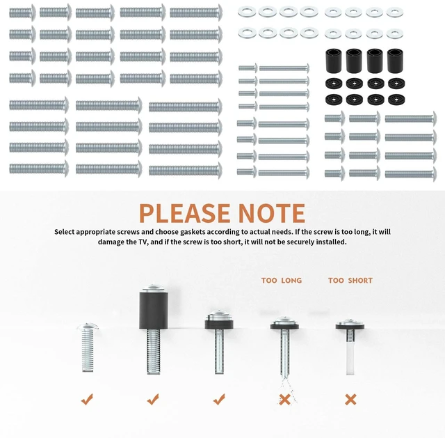 Alt view image 5 of 6 - TV Mount Screws Universal TV Installation Hardware Kit Includes M4 M5 M6 M8 Sets Screws and Spacers for Vizio, LG, TCL, Sony, Sharp, Philips, Panasonic & More Up to 100" HTA002