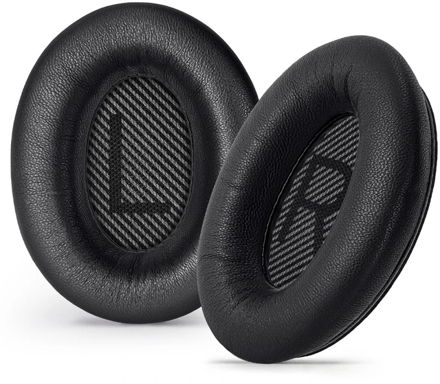 Main image of Leather Ear-Pads Cushions for Bose QuietComfort QC-35 QC-35-ii QC-25 QC-15 QC-2 Headphones, Lambskin Replacement Ear Covers for Ae2/Ae2i/Ae2W SoundLink SoundTrue Around-Ear Headsets(Black)