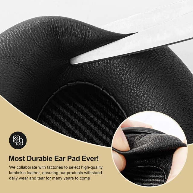 Alt view image 5 of 7 - Leather Ear-Pads Cushions for Bose QuietComfort QC-35 QC-35-ii QC-25 QC-15 QC-2 Headphones, Lambskin Replacement Ear Covers for Ae2/Ae2i/Ae2W SoundLink SoundTrue Around-Ear Headsets(Black)
