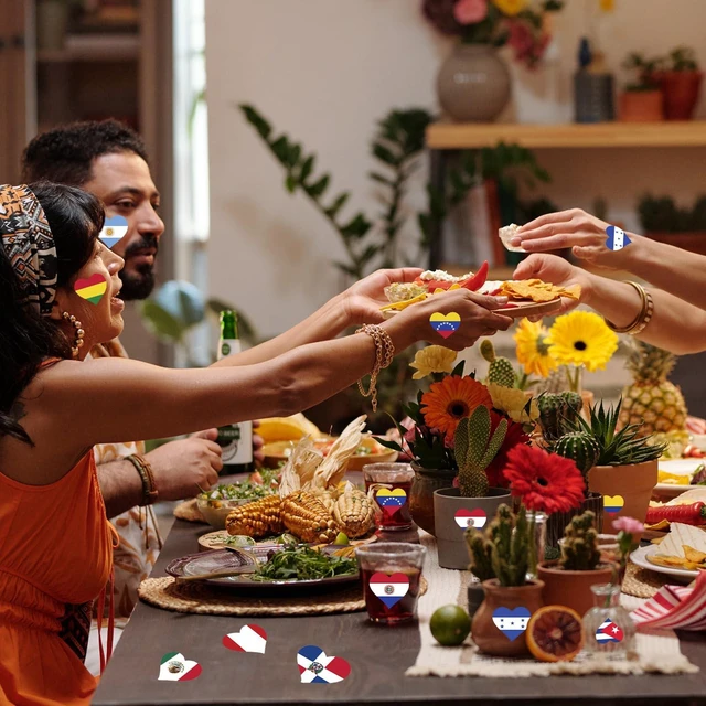 Alt view image 7 of 7 - Hispanic Heritage Month Flags Stickers 1000pcs Waterproof Self-Adhesive, 16 Heart Flags Design, Festival Favors, Water Bottle Laptop Gifts, Celebration Decor