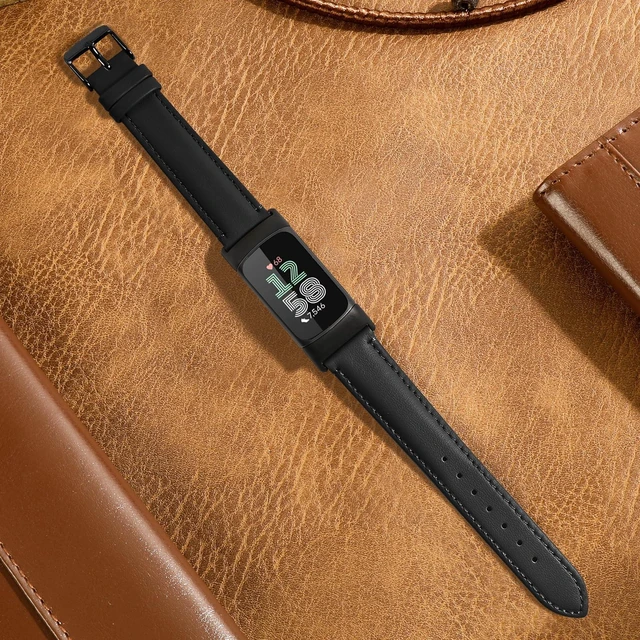 Alt view image 2 of 7 - Leather Watch Bands Compatible with Fitbit Charge 6/Charge 5,Genuine Leather Replacement Straps for Charge 6/Charge 5 for Women Men