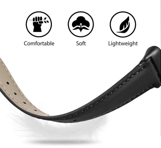 Alt view image 3 of 7 - Leather Watch Bands Compatible with Fitbit Charge 6/Charge 5,Genuine Leather Replacement Straps for Charge 6/Charge 5 for Women Men