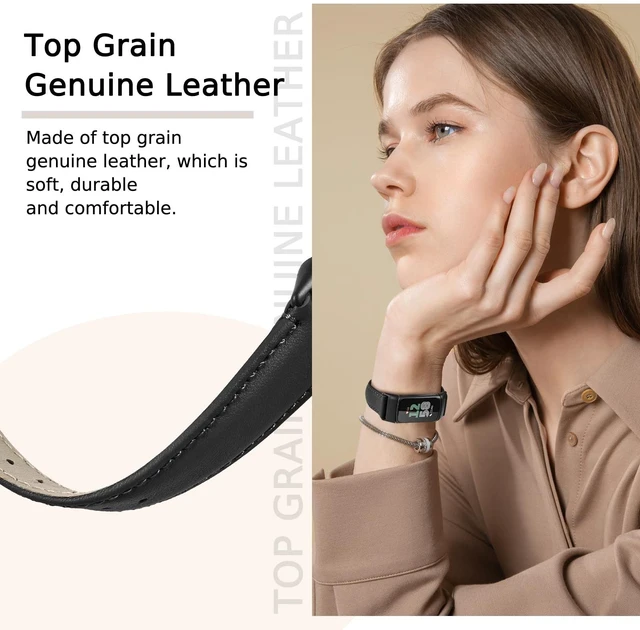 Alt view image 5 of 7 - Leather Watch Bands Compatible with Fitbit Charge 6/Charge 5,Genuine Leather Replacement Straps for Charge 6/Charge 5 for Women Men
