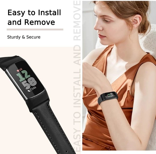 Alt view image 6 of 7 - Leather Watch Bands Compatible with Fitbit Charge 6/Charge 5,Genuine Leather Replacement Straps for Charge 6/Charge 5 for Women Men