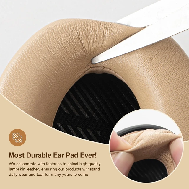 Alt view image 6 of 7 - Leather Ear-Pads Cushions for Bose QuietComfort QC-35 QC-35-ii QC-25 QC-15 QC-2 Headphones, Lambskin Replacement Ear Covers for Ae2/Ae2i/Ae2W SoundLink SoundTrue Around-Ear Headsets(Beige)