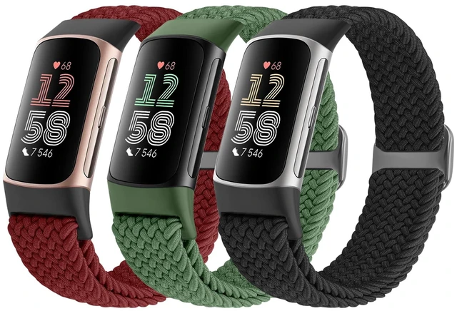 Main image of Braided Solo Loop Bands Compatible with Fitbit Charge 6/Charge 5, Adjustable Stretchy Nylon Woven Replacement Wristbands for Fitbit Charge 6/Charge 5 for Women Men