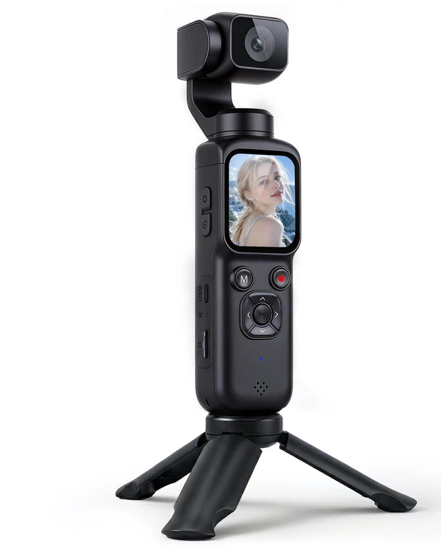 Main image of 4K Vlogging Camera with Tripod Mount, Pocket Camera, Face Tracking & WiFi Face tracking and the included tripod provide flexible options for solo filming, everyday videos and casual vlogging