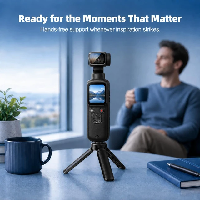 Alt view image 3 of 7 - 4K Vlogging Camera with Tripod Mount, Pocket Camera, Face Tracking & WiFi Face tracking and the included tripod provide flexible options for solo filming, everyday videos and casual vlogging