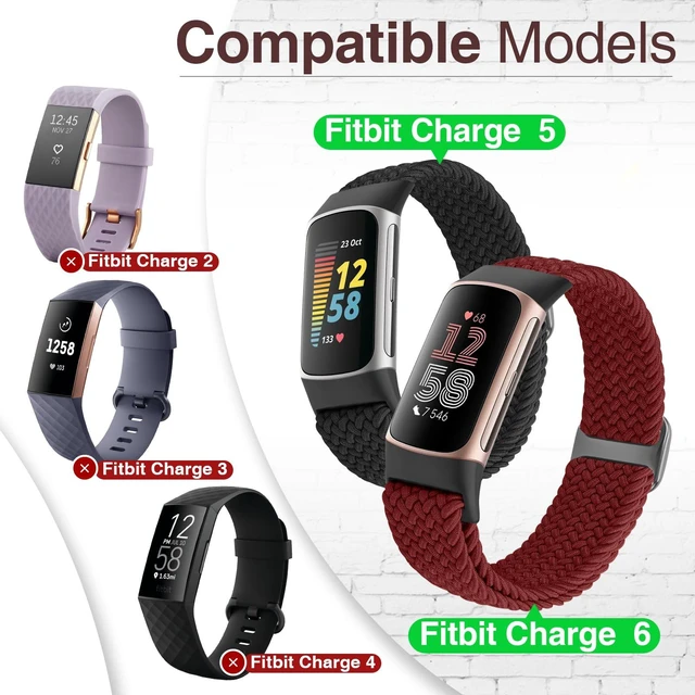 Alt view image 2 of 6 - Braided Solo Loop Bands Compatible with Fitbit Charge 6/Charge 5, Adjustable Stretchy Nylon Woven Replacement Wristbands for Fitbit Charge 6/Charge 5 for Women Men