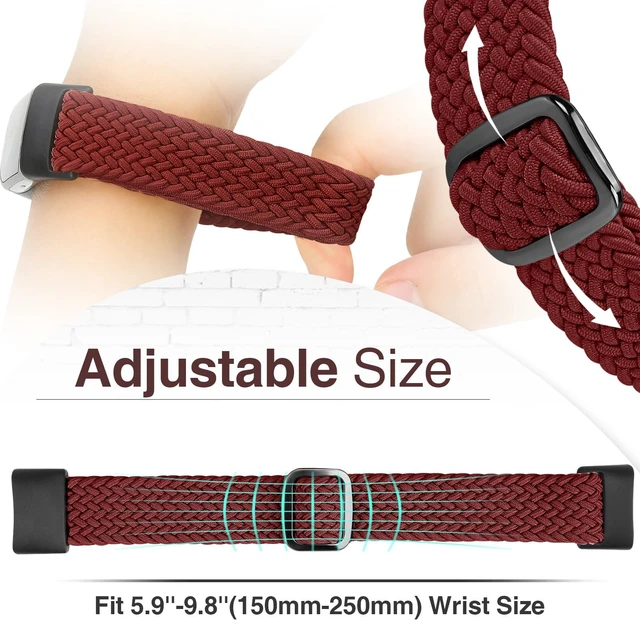 Alt view image 4 of 6 - Braided Solo Loop Bands Compatible with Fitbit Charge 6/Charge 5, Adjustable Stretchy Nylon Woven Replacement Wristbands for Fitbit Charge 6/Charge 5 for Women Men