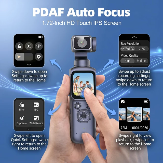 Alt view image 5 of 7 - 4K Vlogging Camera with Tripod Mount, Pocket Camera, Face Tracking & WiFi Face tracking and the included tripod provide flexible options for solo filming, everyday videos and casual vlogging