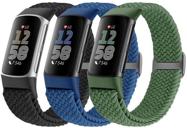 Main image of Braided Solo Loop Bands Compatible with Fitbit Charge 6/Charge 5, Adjustable Stretchy Nylon Woven Replacement Wristbands for Fitbit Charge 6/Charge 5 for Women Men