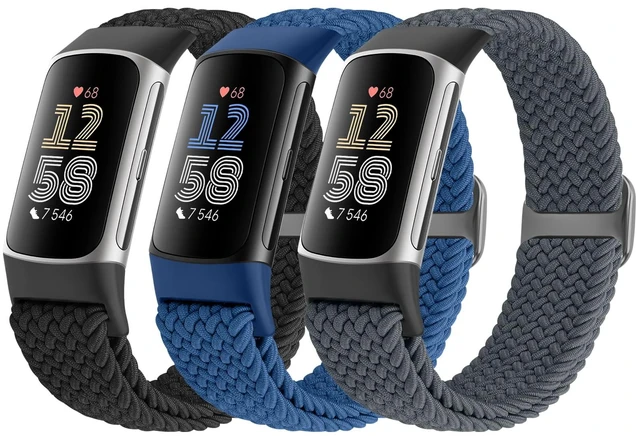 Main image of Braided Solo Loop Bands Compatible with Fitbit Charge 6/Charge 5, Adjustable Stretchy Nylon Woven Replacement Wristbands for Fitbit Charge 6/Charge 5 for Women Men