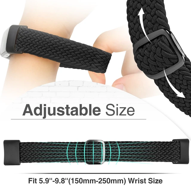 Alt view image 4 of 6 - Braided Solo Loop Bands Compatible with Fitbit Charge 6/Charge 5, Adjustable Stretchy Nylon Woven Replacement Wristbands for Fitbit Charge 6/Charge 5 for Women Men
