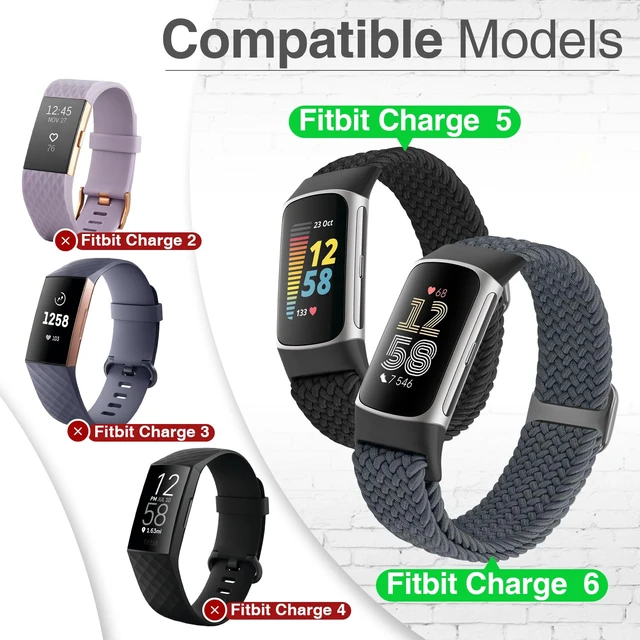 Alt view image 3 of 6 - Braided Solo Loop Bands Compatible with Fitbit Charge 6/Charge 5, Adjustable Stretchy Nylon Woven Replacement Wristbands for Fitbit Charge 6/Charge 5 for Women Men